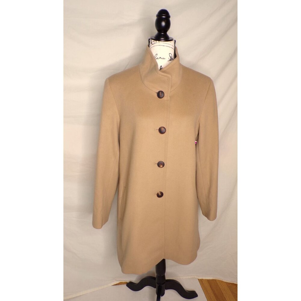 🆕FLEURETTE Dawn Wool Stand Collar Car Coat Camel Tan 10 - Picture 8 of 16